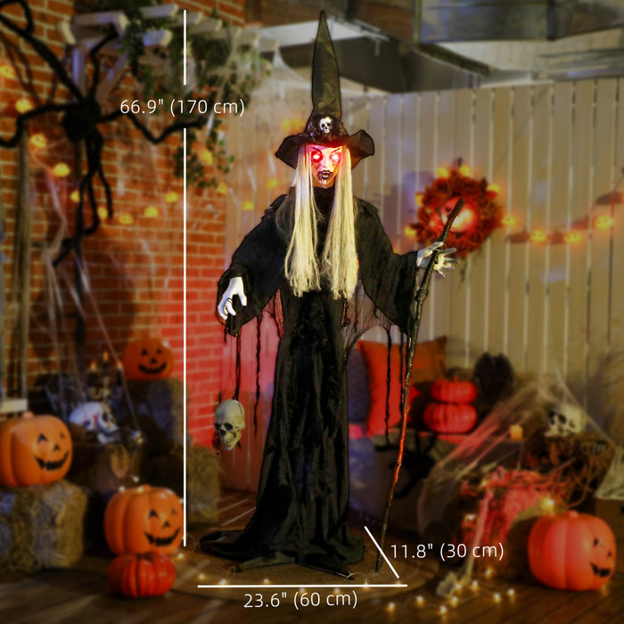 Outsunny Decoration D'halloween Animee, Sorciere Animatronique, Noir