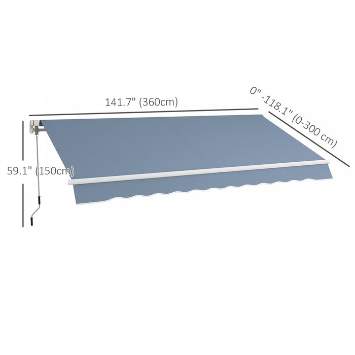 Outsunny Auvent Retractable Manuel Pare-soleil, Gris Clair