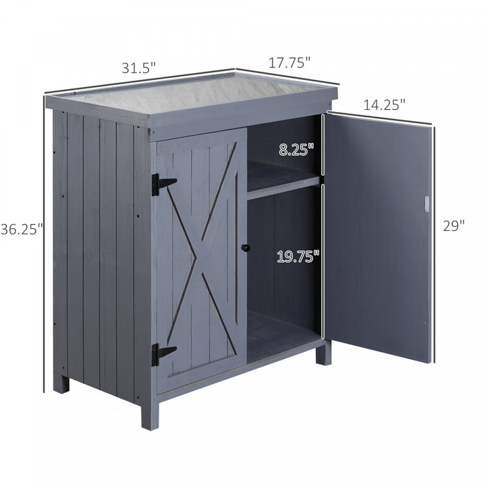 Outsunny Armoire De Rangement De Jardin Avec Toit En Metal Galvanise Deux Etageres Pour Les Outils De Jardinage Ou Les Accessoires De Piscine, Gris