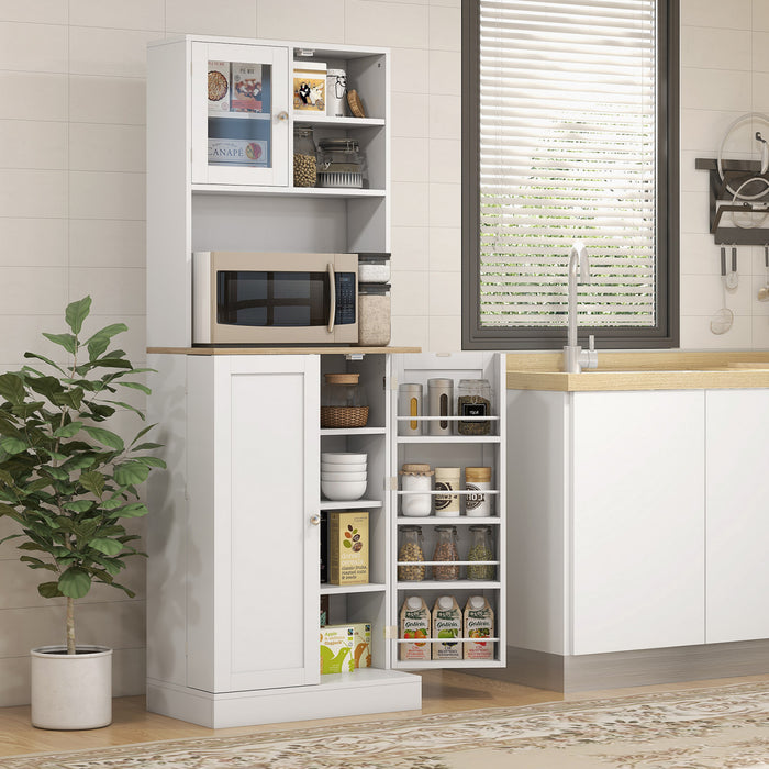 HOMCOM Armoire de rangement, garde-manger de cuisine de 66,5 po, blanc