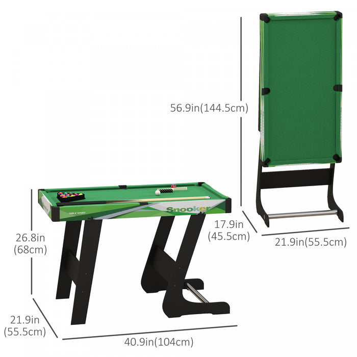 Soozier Table De Billard Pliante 41\" Avec Queues, Balles, Craie, Triangle
