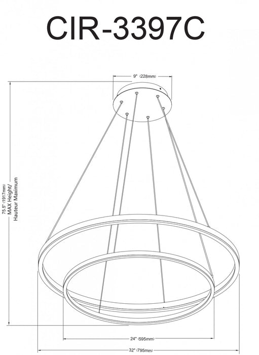 Lustre Circulo de Dainolite en acrylique blanc qui diffuse la lumière, avec fini laiton vieilli et ampoule de 97 W