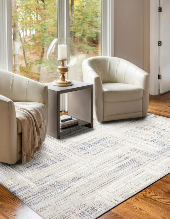 Tapis Contemporain/Moderne Quinn 8'0\" x 10'0\" en Bleu