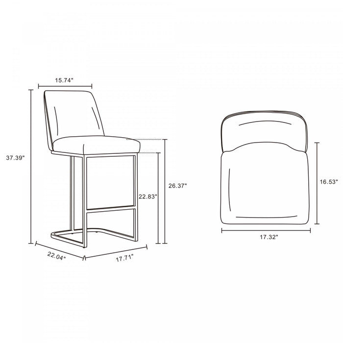 Tabouret de comptoir moderne en metal et tissu Serena, blanc