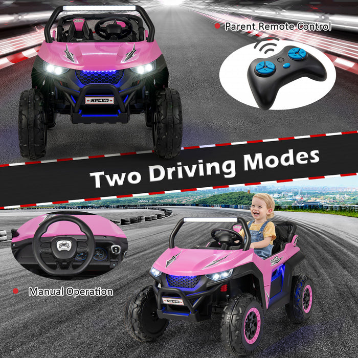 Costway 12v 2 Places Enfants Roulent Sur La Suspension De Vehicule Electrique UTV RC W / Lumieres Et Musique