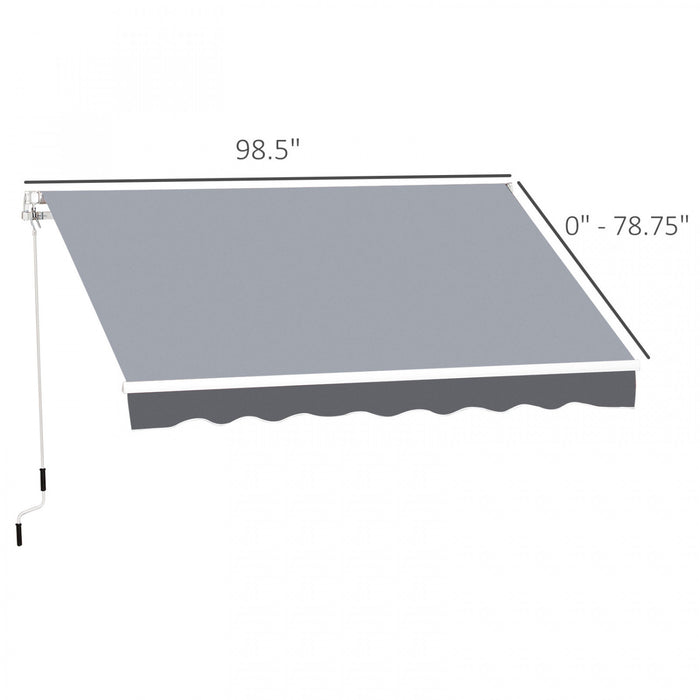 Outsunny 8'x7' Manuel Retractable Resistant A L'eau Pare-soleil Patio Auvent Exterieur Terrasse Auvent Abri (gris)