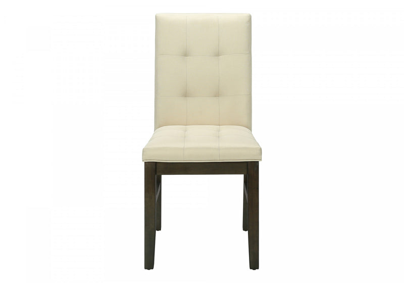 Ensemble de 2 chaises de salle à manger de style transitionnel avec tissu crème et bois massif gris pour la cuisine et la salle à manger