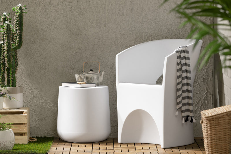 Dalya Table d’appoint de jardin ronde Blanc, de Meubles South Shore