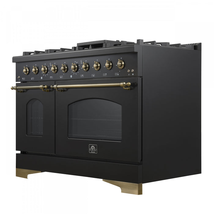 Cuisiniere a gaz Antico de 48\", noire,avec double four – FFSGS6219-48BLK