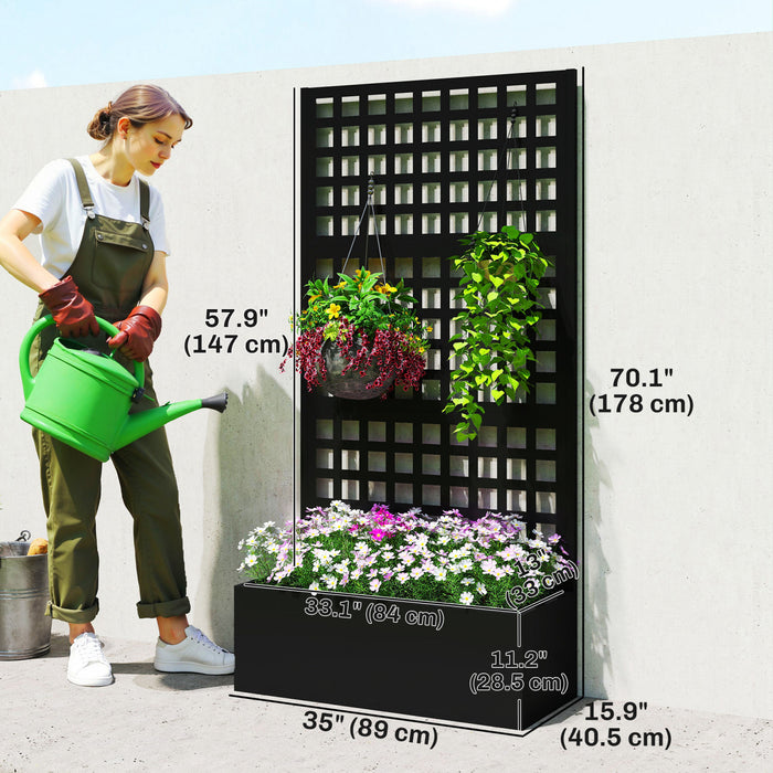 Outsunny Jardiniere galvanisee avec treillis, 435\" x 16\" x 70\"