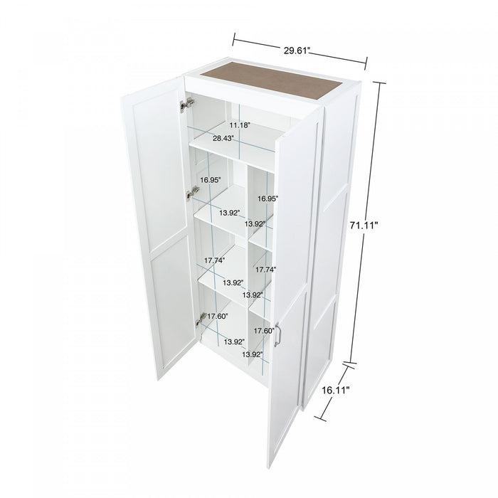 Armoire de rangement moderne Hopkins 30\" en blanc (7 etageres) - Lot de 2