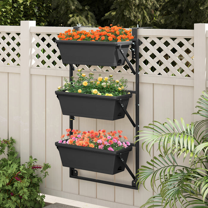 Costway Suspendu Planteur Vertical Avec 3 Boites De Planteur Et Crochets Amovibles Pour Fleurs