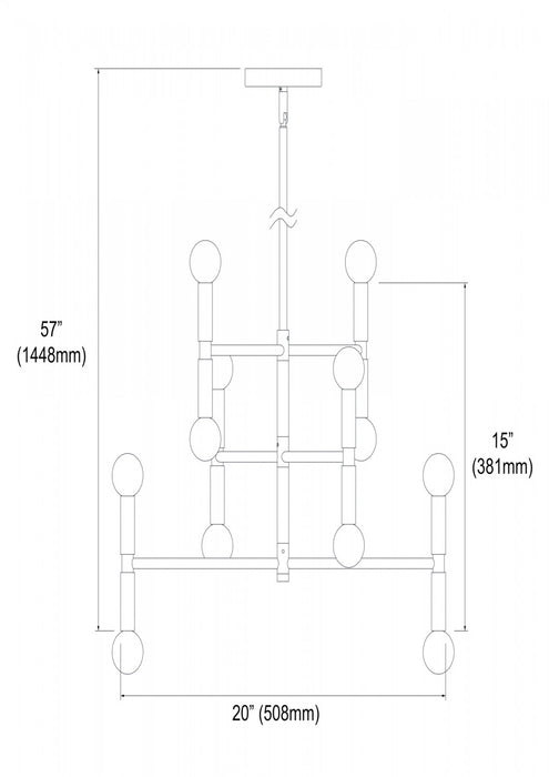 Petit lustre Ava de Dainolite avec fini bronze rétro et 12 ampoules