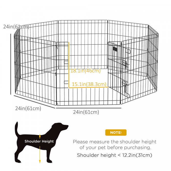 Pawhut 24 Pouces Pliable En Metal Exercice Parc Pour Animaux De Compagnie Cour Chien Chiot Chenil Cage 8 Panneau