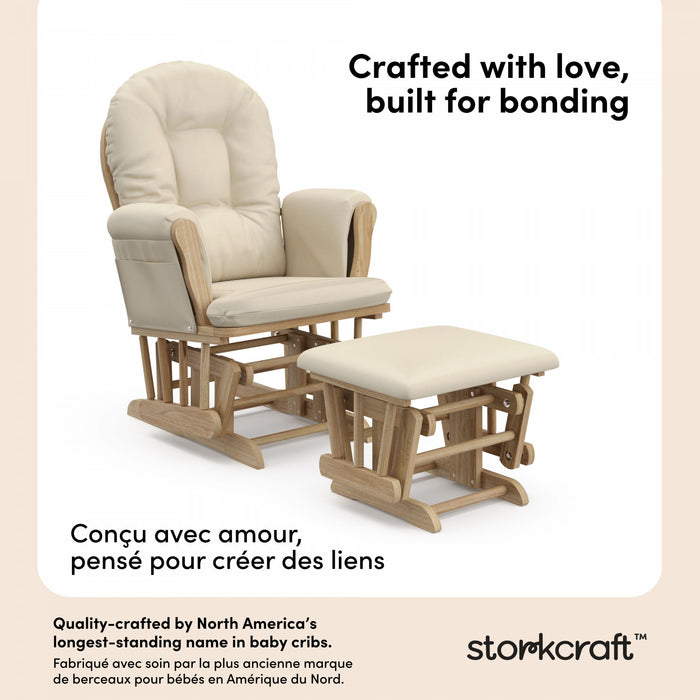 Storkcraft Hoop Fauteuil bercant et pouf - Natural avec beige