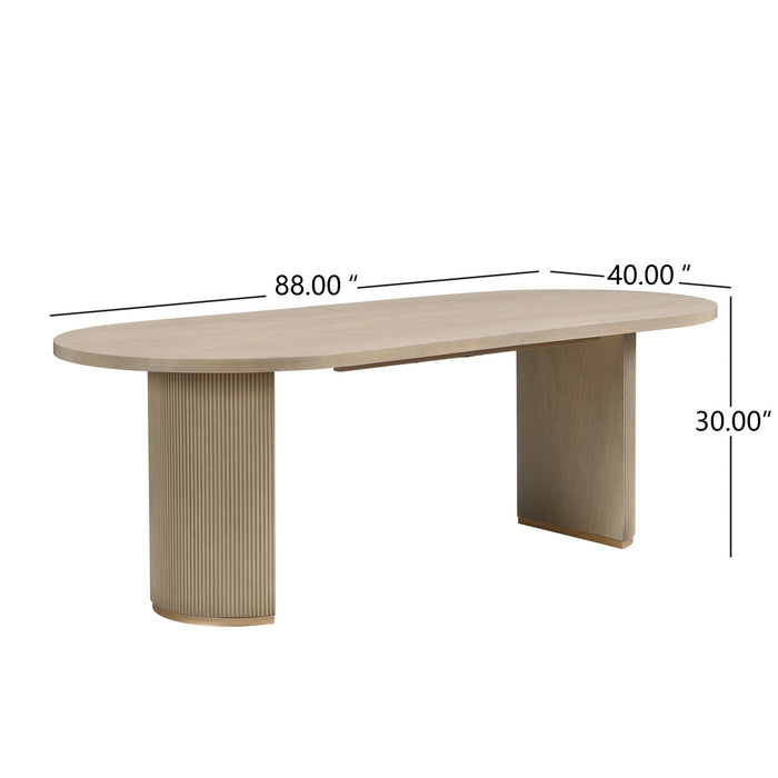 Madison Table a manger ovale en bois massif avec double pietement, bois clair naturel
