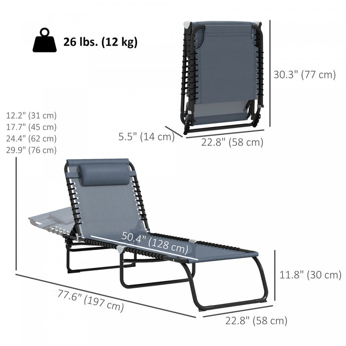 Outsunny 2 Chaises Longues Pliantes, Chaises Longues Avec Appui-tete, Gris