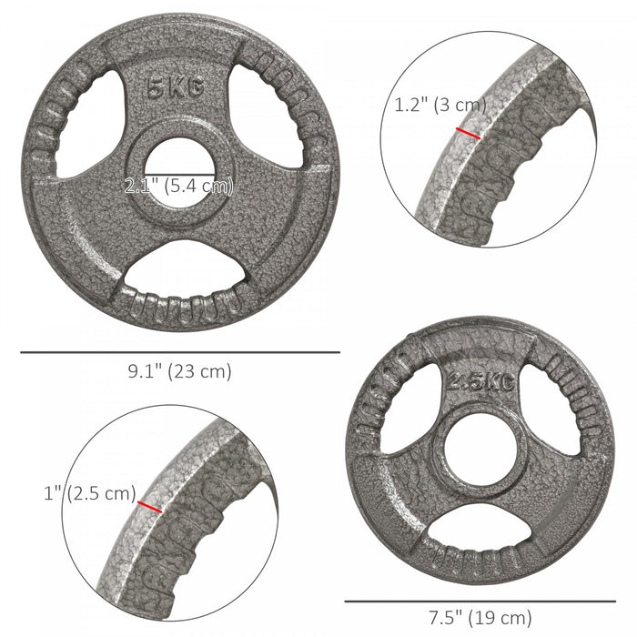 Soozier Lot de 4 plaques de poids pour barre d'haltere avec trou de 2\"/5cm