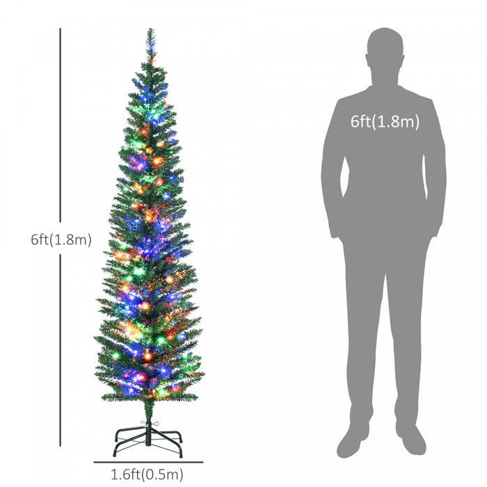 Homcom Arbre De Noel Artificiel De 6 Pi Avec Lumieres Led Colorees