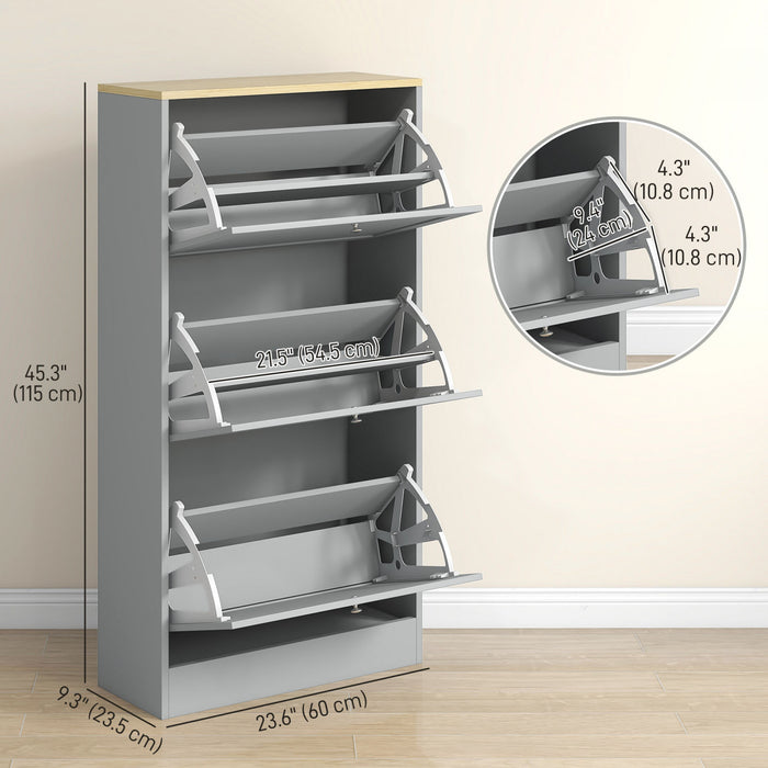 HOMCOM Armoire a chaussures moderne pour 18 paires de chaussures, gris
