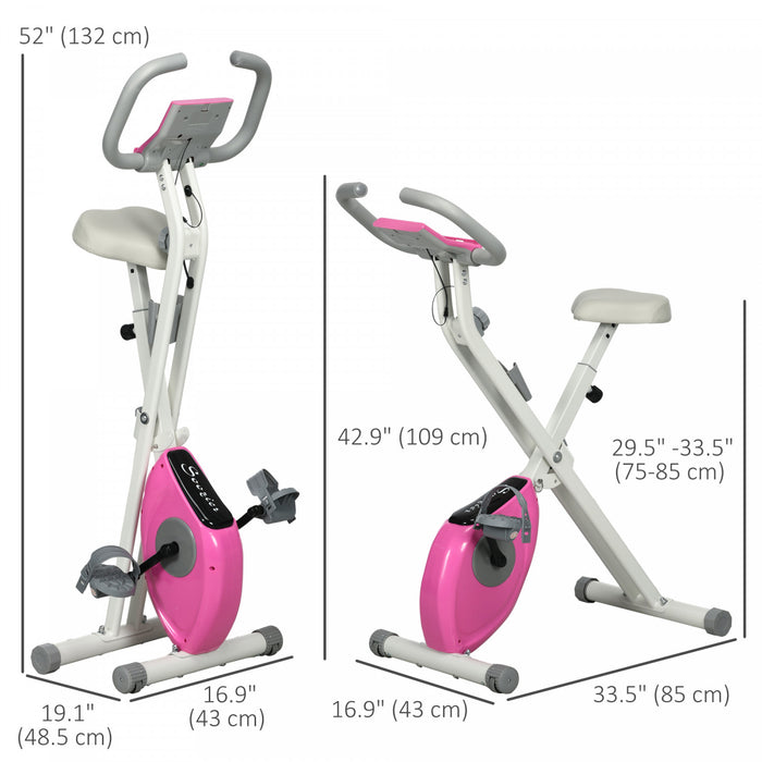 Soozier Velo D'exercice Pliable Avec Resistance Magnetique A 8 Niveaux, Rose