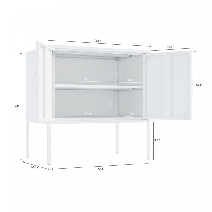 Armoire d’appoint moderne Ava 24\" en metal, blanc