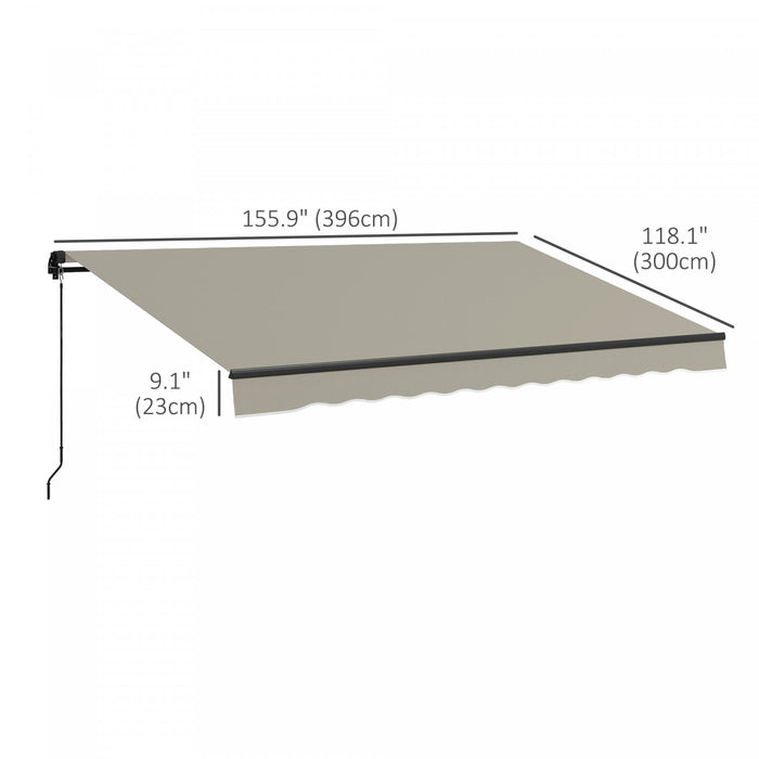 Outsunny 13' X 10' Auvent Retractable, Abri Pare-soleil, Gris Clair