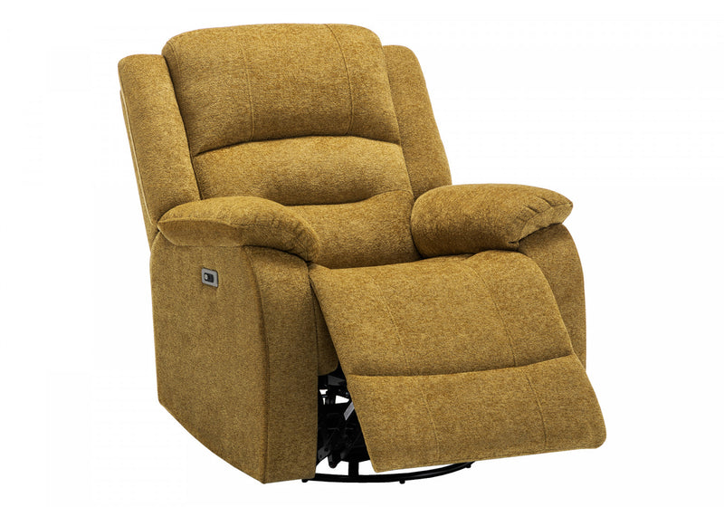 Grand Fauteuil Rembourre Inclinable, Port Usb Inclus, Tissu Dore, Transitionnel