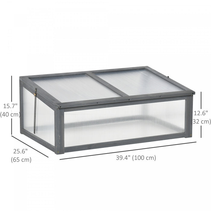Outsunny Jardiniere En Polycarbonate En Bois 39\" X 26\" X 16\", Gris