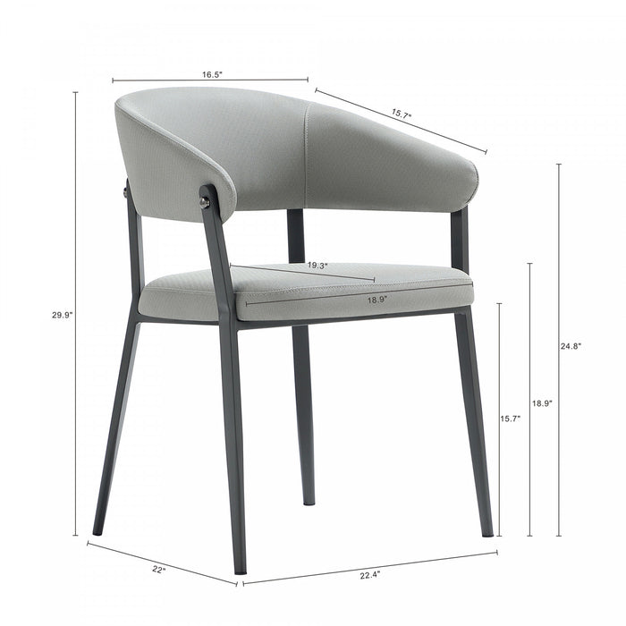Chaise de salle a manger moderne en metal et tissu Belle, gris pierre - Lot de 4