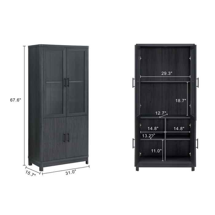 Armoire bibliotheque Jodie style mi-siecle moderne 79 cm en gris charbon (6 etageres) – Lot de 2