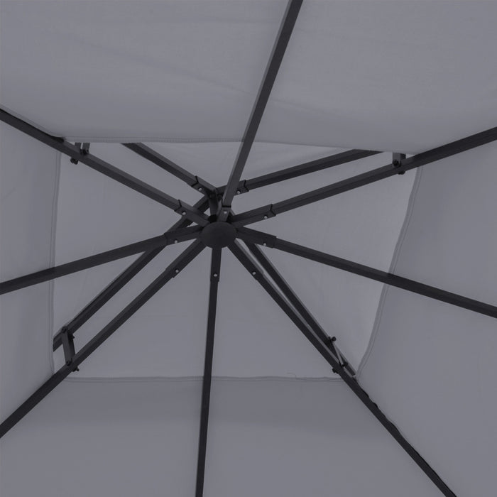 Outsunny 9,8 'x 9,8' Carre 2 Niveaux Gazebo Auvent Remplacement Couverture Superieure Exterieur Jardin Pare-soleil, Gris Fonce