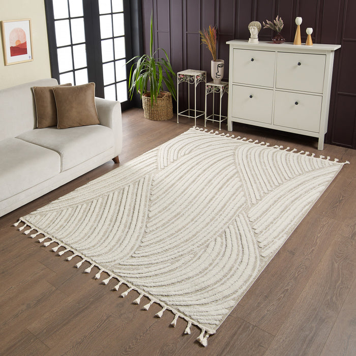 Carpette à poil long brossé Quinto à motif de vagues - 2 pi 7 po x 8 pi 