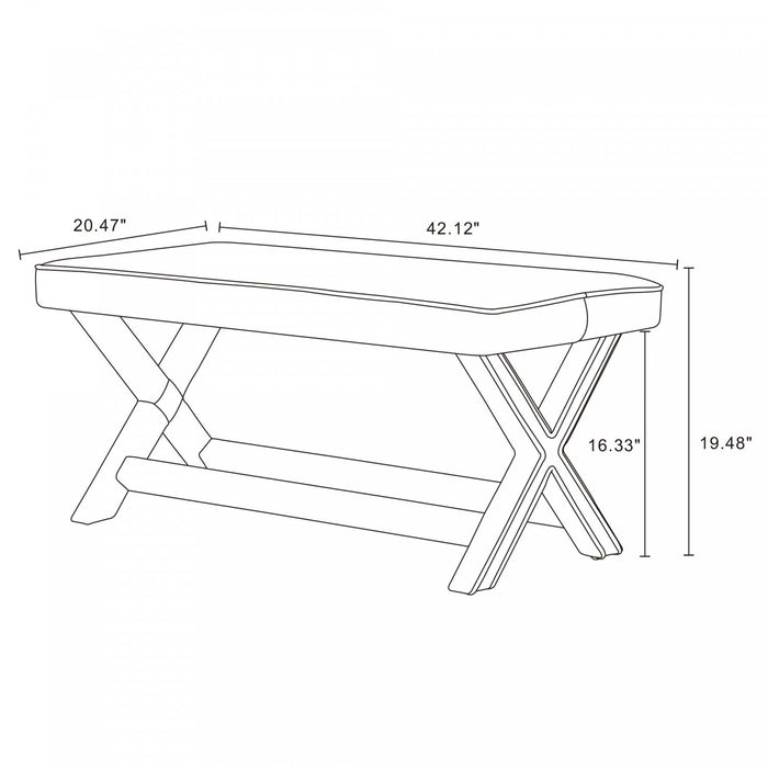 Banc d’appoint Abigail style milieu du siecle moderne en velours bleu
