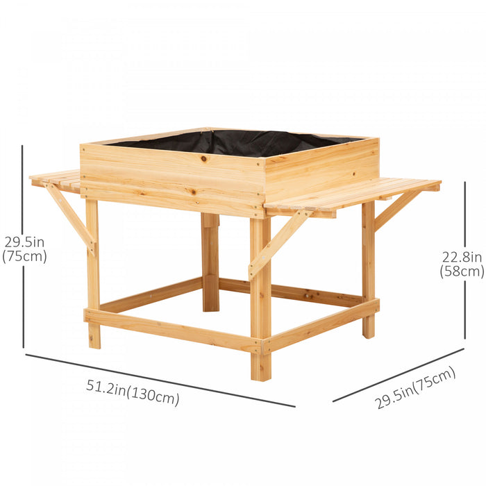 Lit De Jardin Sureleve Outsunny Avec Sac En Tissu Non Tisse, Boite A Fleurs Pour La Culture D'herbes Et De Plantes , Construction En Bois Massif 51,5\" X 29,5\" X 29,5\"