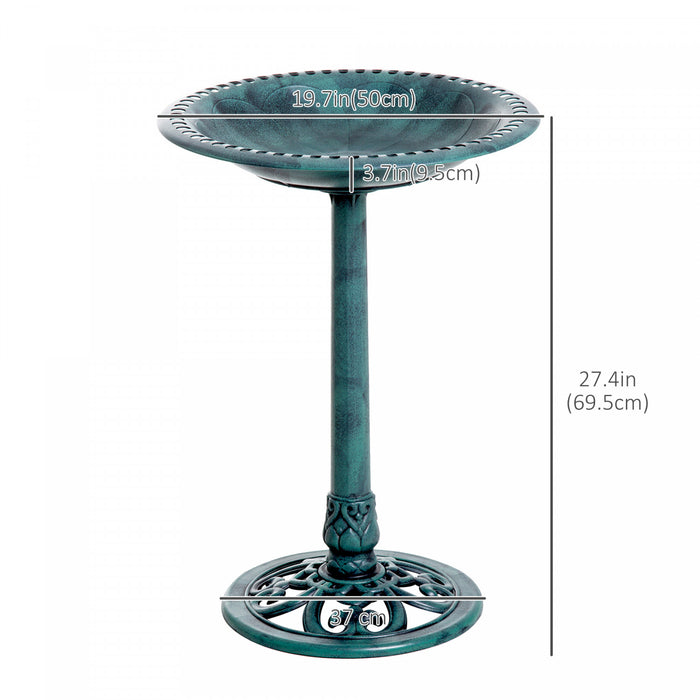 Outsunny 27'' Bain D'oiseau Decor Exterieur En Resine Motif Fleur De Lys