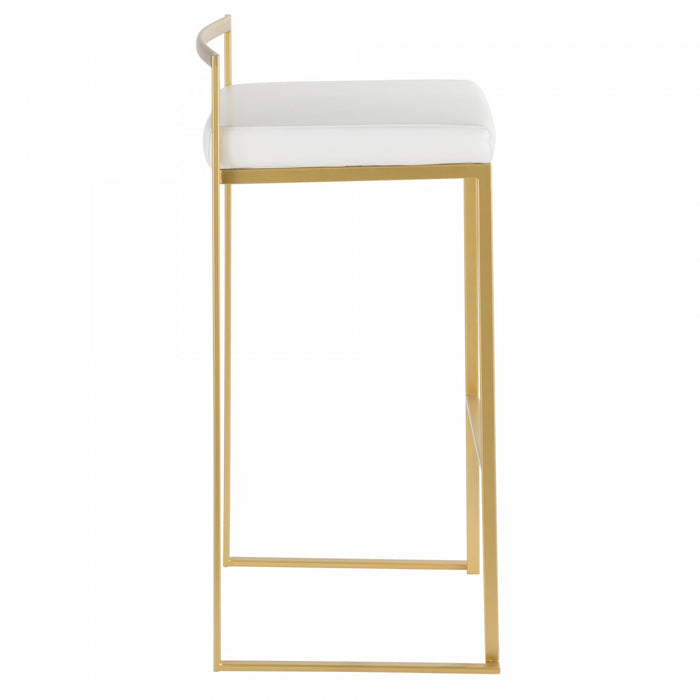 Tabouret bar contemporain Fuji en similicuir blanc - ensemble de 2