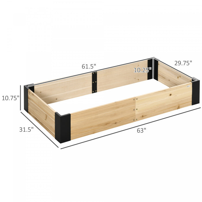 Outsunny 63\" X 32\" Jardiniere Surelevee Avec Support D'angle En Metal, Facile A Installer