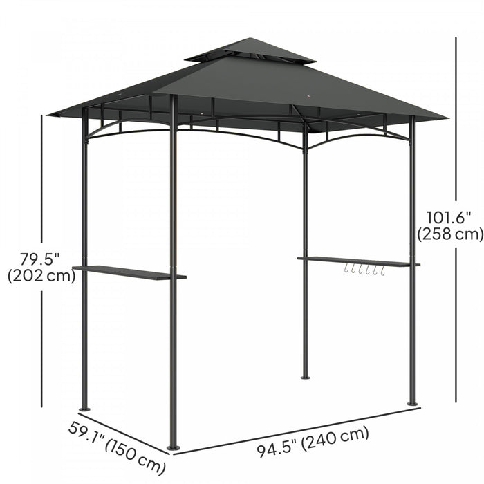Outsunny Tonnelle De Barbecue A Deux Niveaux, 8' X 5', Gris Fonce