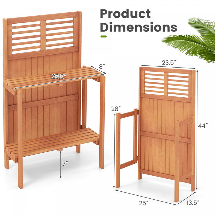 Table De Jardin Etanche En Bois Costway Avec Etagere De Stockage Ouverte A 2 Niveaux
