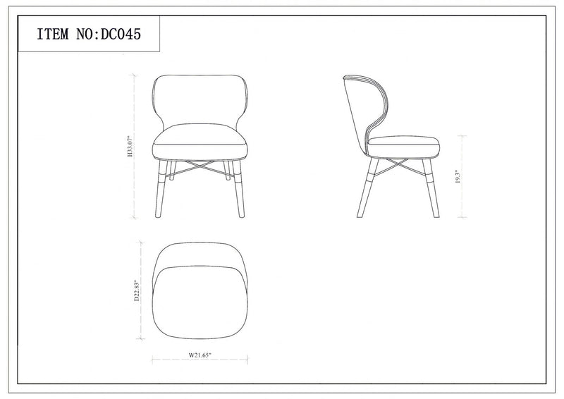 Chaise de salle a manger moderne Strine en bois et tissu bleu et or - Lot de 2
