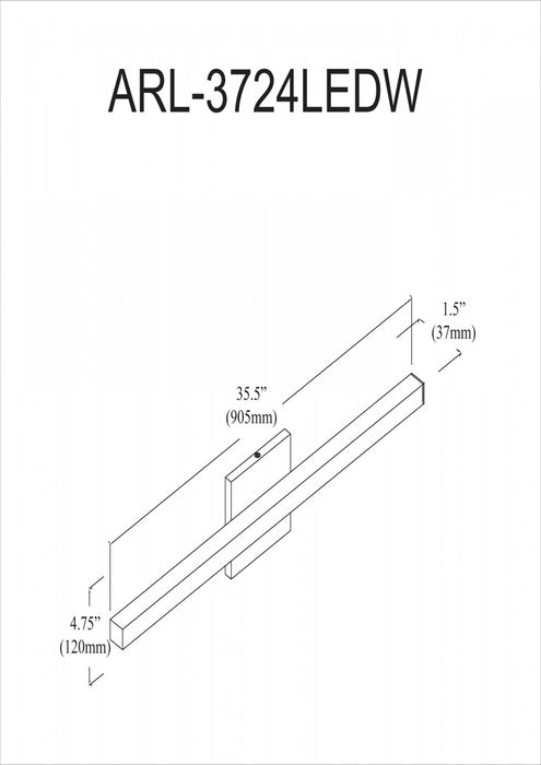 Lumière de coiffeuse Arandel de Dainolite qui diffuse la lumière, avec fini noir mat et ampoule à DEL de 24 W