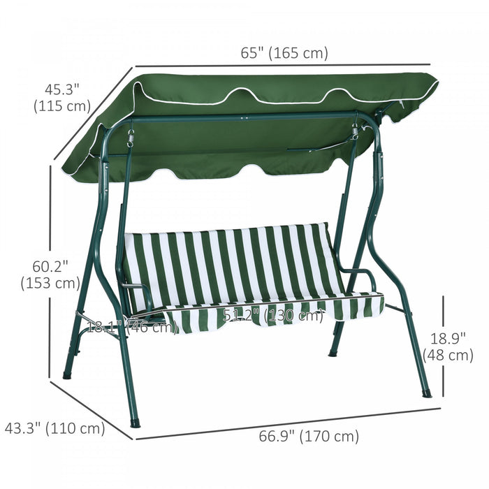 Outsunny Balancoire De Patio A 3 Places, Balancoire Avec Auvent Reglable