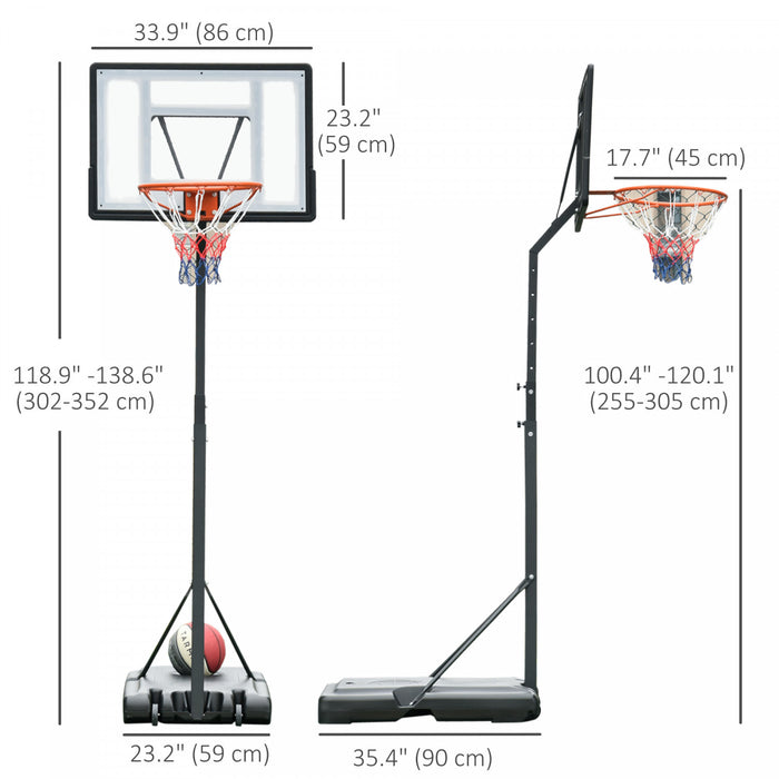 Soozier Panier De Basket-ball Avec Panneau Arriere, Roues, 8 A 10 Pi, Noir