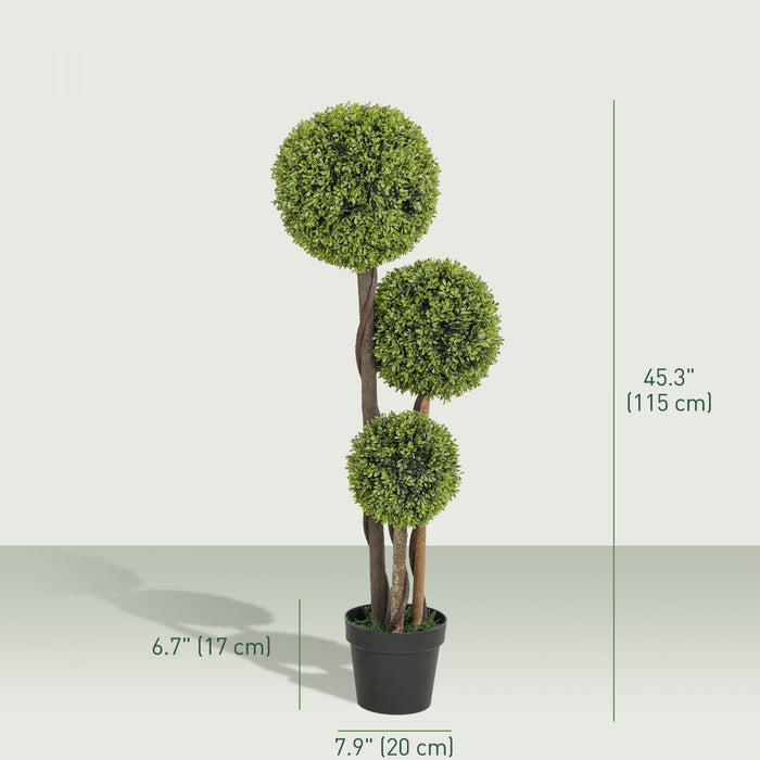 HOMCOM Lot de 2 arbres artificiels buis triple boule 4pi, vert