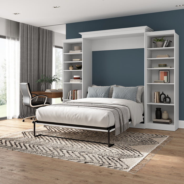 Grand lit escamotable Versatile de Bestar de 115 po (L) avec 2 organisateurs de garde-robe - blanc