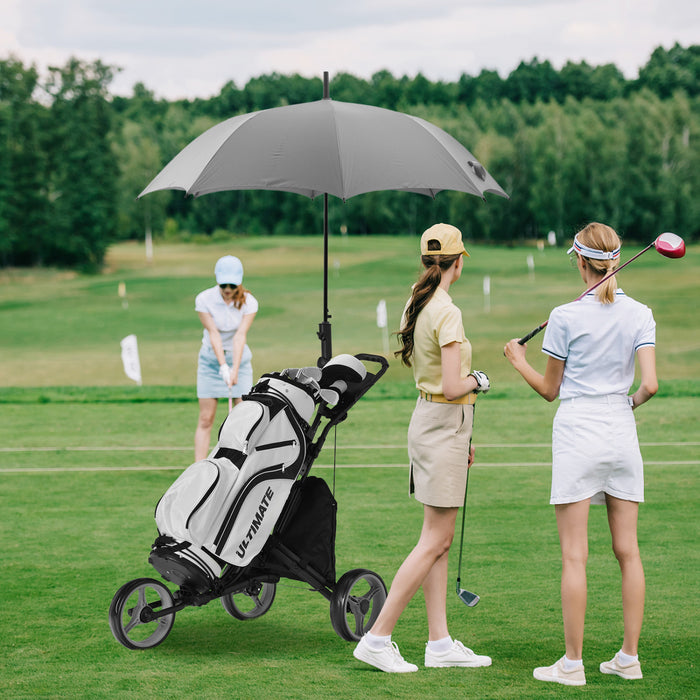 Chariot De Golf Pliable A 3 Roues, 4 Positions De Hauteur Reglables, Chariot De Golf Leger, Chariot De Golf En Aluminium Avec Porte-ombrelle Reglable, Sac Etanche, Glaciere Integree, Frein A Pied, Ouverture Et Fermeture Rapides.