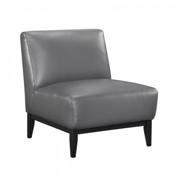 Fauteuil D'appoint Murdock En Cuir Gris Fonce