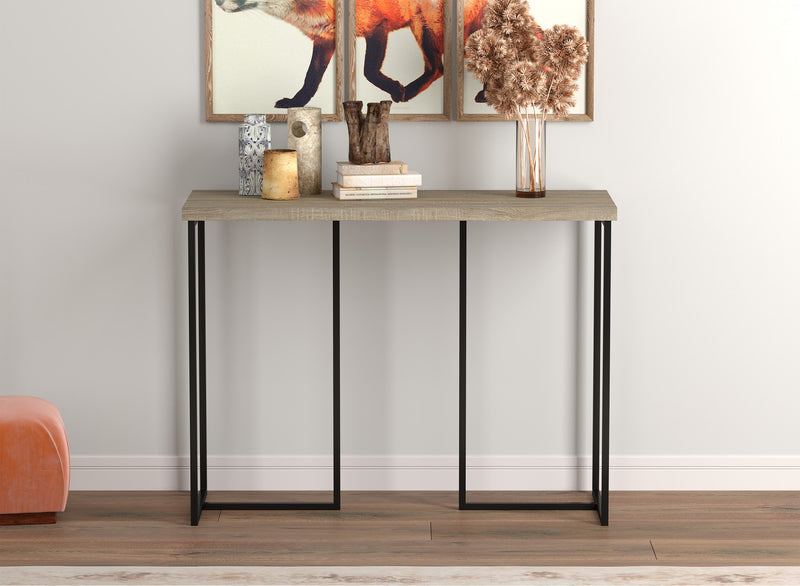 Console de 39 po - taupe foncé avec métal noir