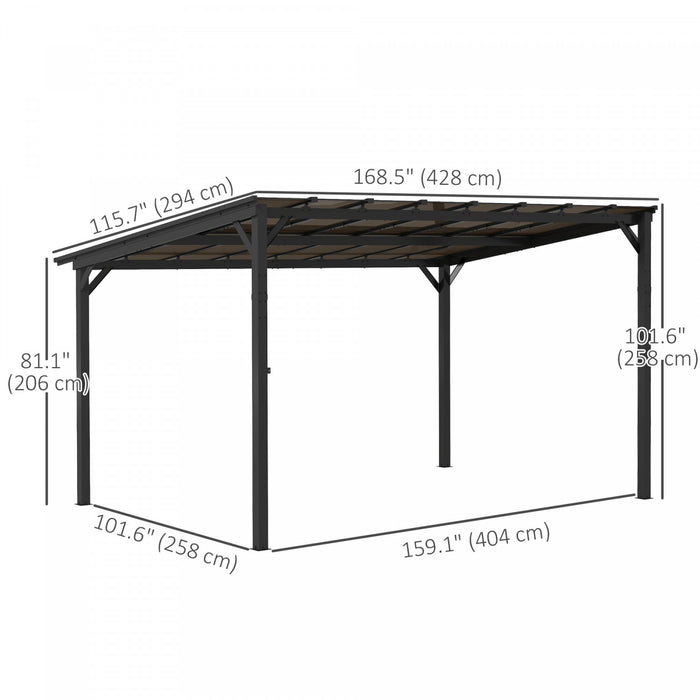 Outsunny Pergola 10' X 14', Upf 50+ & Gazebo Polycarbonate Impermeable